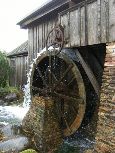 The Corten steel water wheel on the old mill in Stevens Point Wisconsin